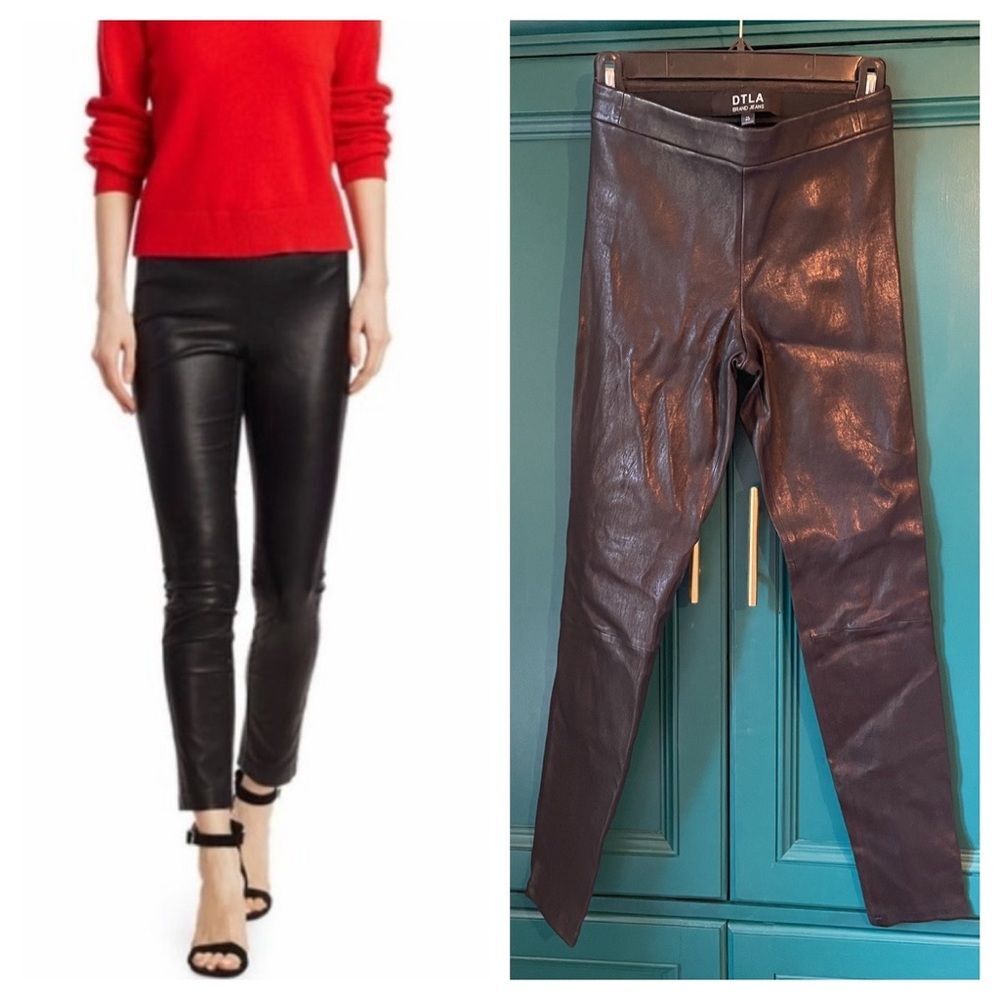 DTLA Brand Jeans Sz 25 Genuine Lamb Leather Leggings Pants high rise